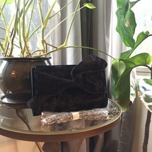 Black crushed velvet Anthropologie clutch